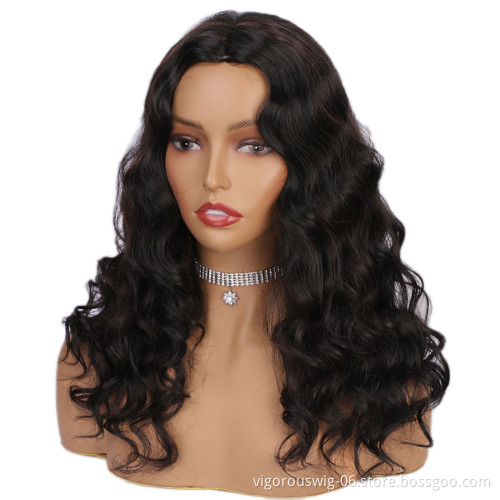 Vigorous Middle Part Long Body Wave Synthetic No Lace Front Wig Heat Resistant Long Wavy Hair Wigs for Black Women